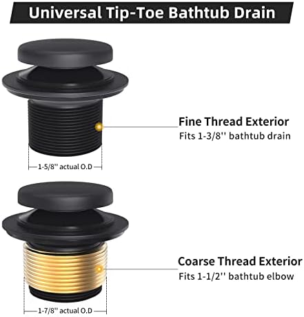 Citymoor Matte Black Bathtub Drain Kit Universal All Metal