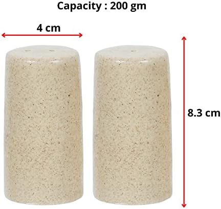 WHOLELIFEOBJECTS Salt Pepper Shaker Set - Modern Ceramic Holder Brown Mat