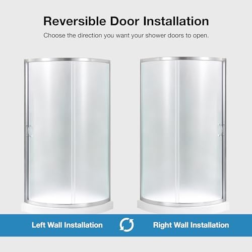 Rounded Frosted Glass Corner Shower Kit with Satin Nickel Hardware