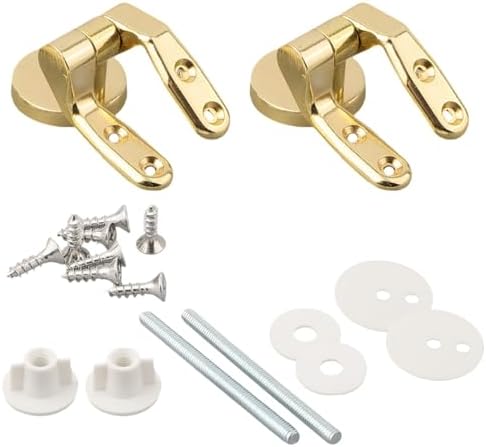2Pcs Heavy Duty Gold Toilet Hinges Set