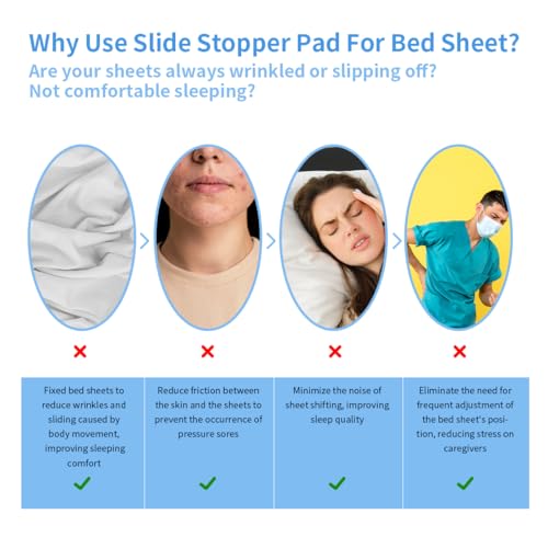 Ehucon Silicone Slide Stopper Pad for Bed Sheets 295 x 787