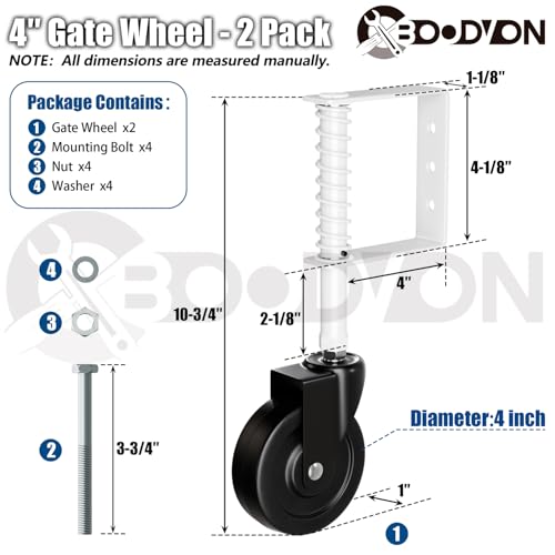 4 Spring Loaded Gate Caster with 360 Rotation 220 Lbs Capacity 2 Pack