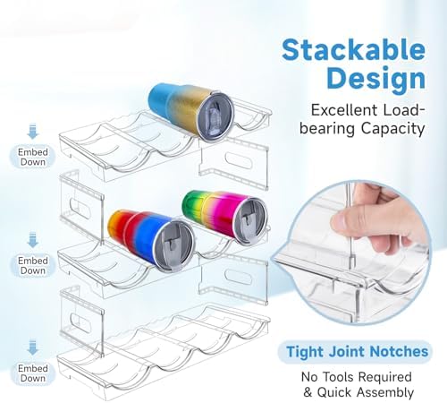 3 Pack Stackable Water Bottle Organizer for Kitchen Cabinet