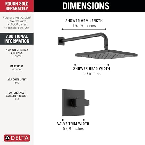 Delta Faucet 14 Series Matte Black Shower Trim Kit