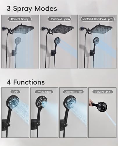 Jafeton 122 Rain Shower Head with Handheld Combo 1