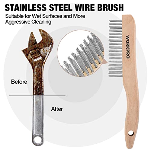 WORKPRO 6-Piece Wire Brush Set with Beechwood Handles