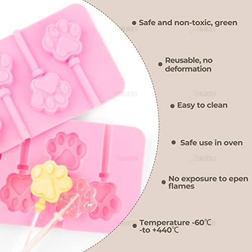 AUEAR 2 Pack Paw Silicone Lollipop Molds with Sticks 1