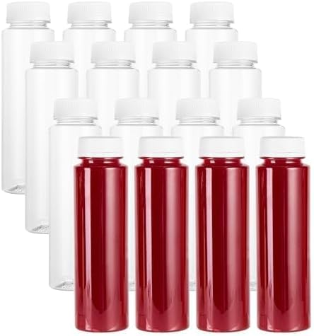 Restaurantware 8 Oz Juice Bottles 100 Pack with White Caps