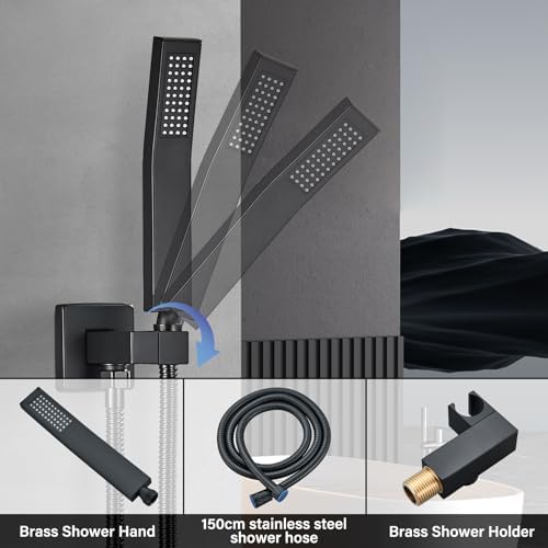 Ackwave Matte Black Rain Shower System Set