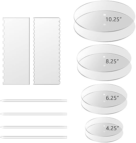 Boyun Clear Acrylic Cake Discs Set with Dowels and Icing Scraper