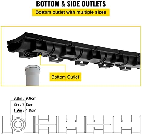 VEVOR Trench Drain System 4 Pack with HDPE Drain Trench and Plastic Grate