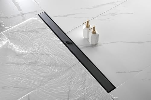 Modern 36 Inch Linear Shower Drain with Removable Cover and Hair Strainer