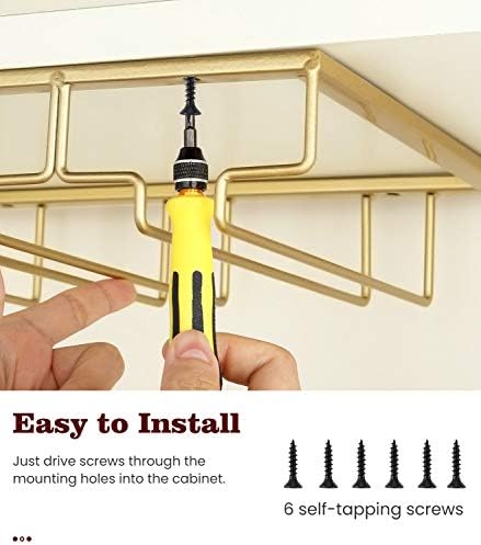 Nuovoware Wine Glass Rack - 3 Rows Gold