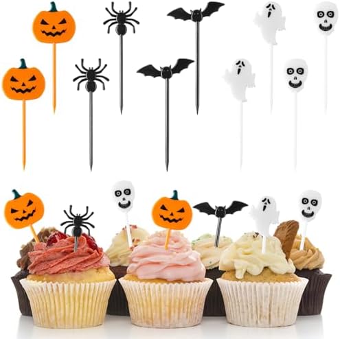 FUSHENMU 100pcs Halloween Cupcake Picks Decorations