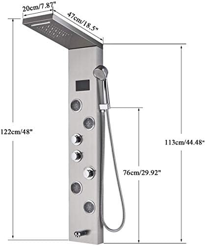 Gougeltd Bathroom Shower Panel System with LED Temperature Display and Massage Jets 1