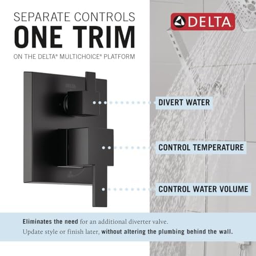 Delta Modern Raincan 2-Setting Square Shower System Black