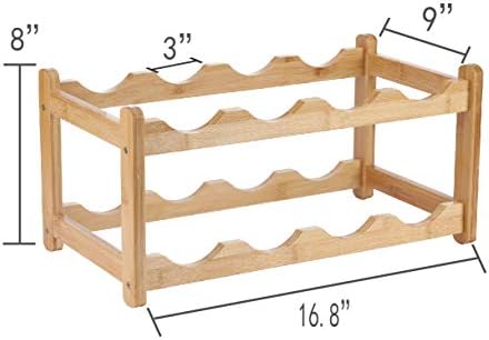 Homevany 8-Bottle Bamboo Wine Rack 2-Tier Space-Saving Entry