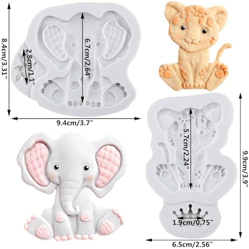 Lingzhi Elephant Lion Fondant Molds Set Of 2