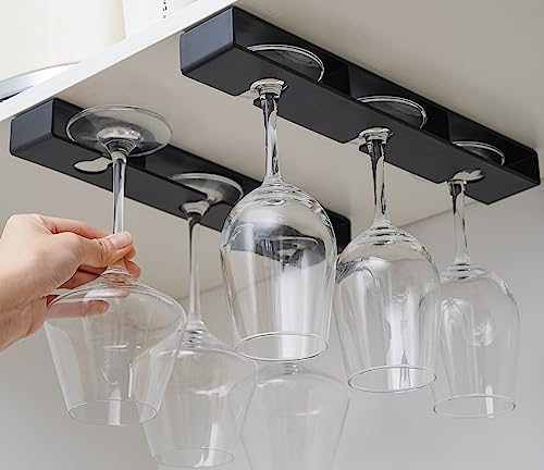 2Pack Wine Glass Holder Under Cabinet Stemware Rack Black