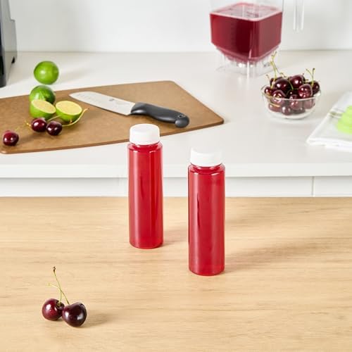 Restaurantware 8 Oz Juice Bottles 100 Pack with White Caps