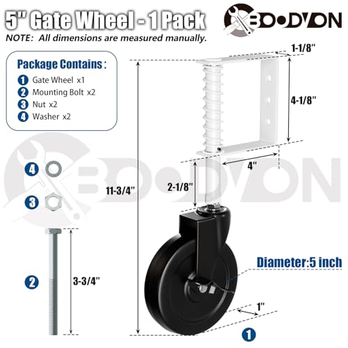 BOODVON 5 Inch Heavy Duty Gate Caster with Side Brake
