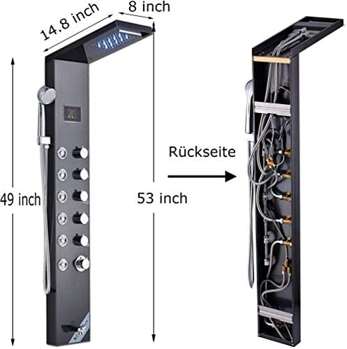 Gougeltd Stainless Steel Shower Panel with LED Massage and Fingerprint-Free Design