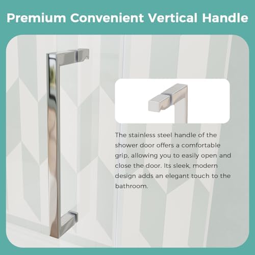 Frameless Glass Shower Door 56-60 x 75 Silver Stainless Steel