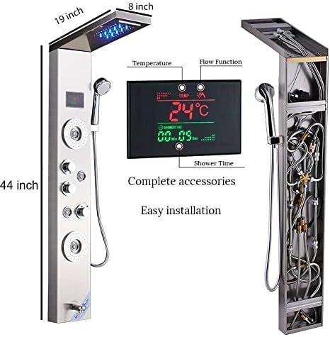 Gougeltd Stainless Steel Shower Panel Tower System with LED Water Temperature Display