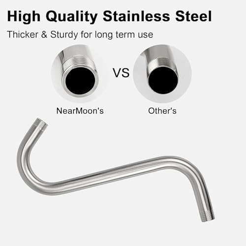 NearMoon S-Shaped Shower Head Riser 12 Inch Brushed Nickel 2 Pack