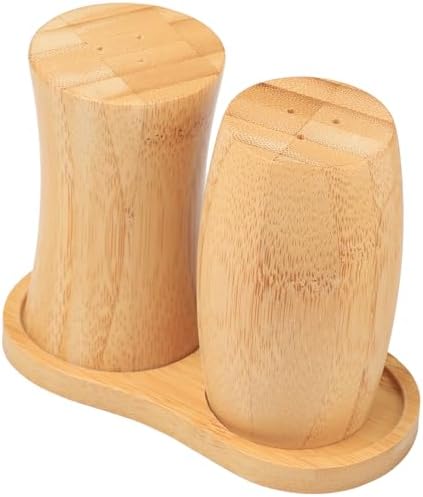 ZTHapwa Bamboo Salt Pepper Shaker Set of 2