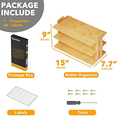 SpaceAid Bamboo Water Bottle Organizer 3-Tier 12-Bottle Holder