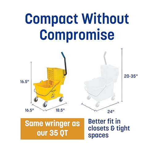 Carlisle 26-Quart Commercial Mop Bucket with Side-Press Wringer Durable Yellow