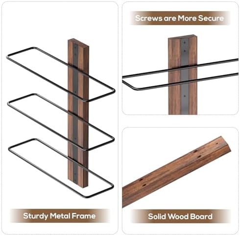 B4Life Wall Wine Rack for 12 Bottles Sturdy Wooden Design