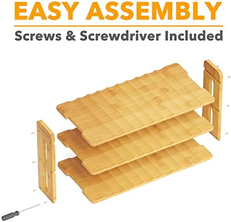 SpaceAid Bamboo Water Bottle Organizer 3-Tier 12-Bottle Holder