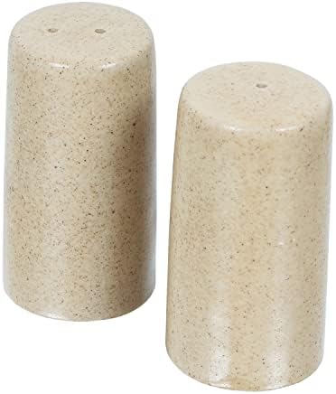 WHOLELIFEOBJECTS Salt Pepper Shaker Set - Modern Ceramic Holder Brown Mat