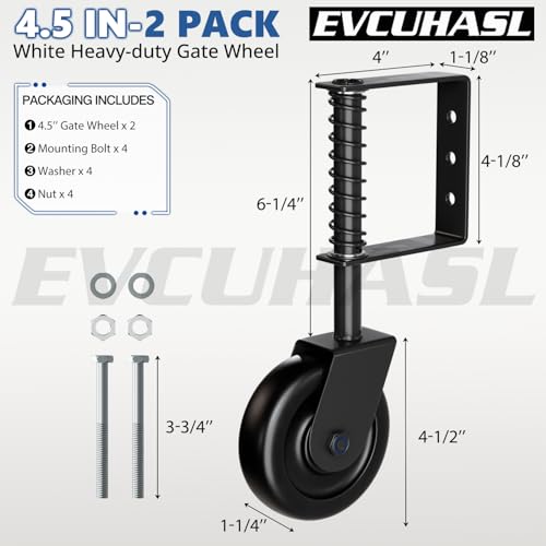 43 Spring Loaded Gate Caster Wheel with Bearing 2 Pack