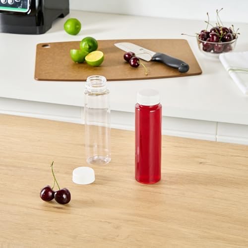 Restaurantware 8 Oz Juice Bottles 100 Pack with White Caps