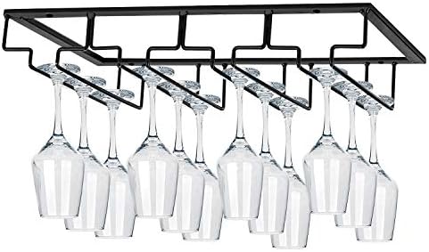 MOCOUM 4 Rows Wine Glasses Holder Under Cabinet Rack