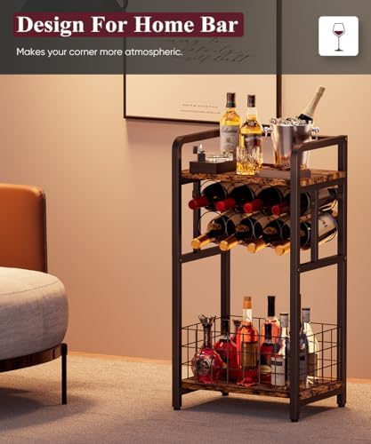 3-Tier Freestanding Wine Rack with Metal Frame Black