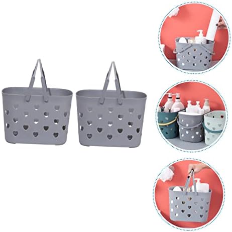 DRESSOOS 2pcs Handheld Plastic Storage Baskets for Bathroom and Home Use
