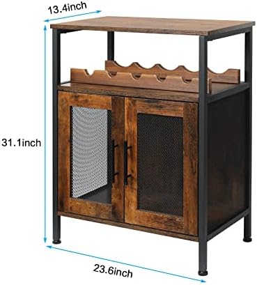 X-cosrack Rustic Wine Bar Cabinet with Detachable Rack and Glass Holder