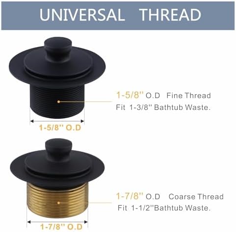 HIDROP Matte Black Tub Drain Set with Overflow Conversion Kit
