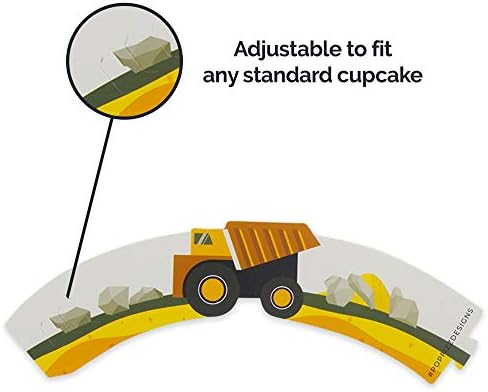 Pop Fizz Designs Construction Cupcake Wrappers Set of 24