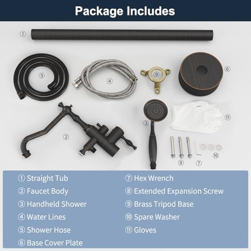Kroias Oil Rubbed Bronze Floor Mounted Tub Faucet with Handheld Shower