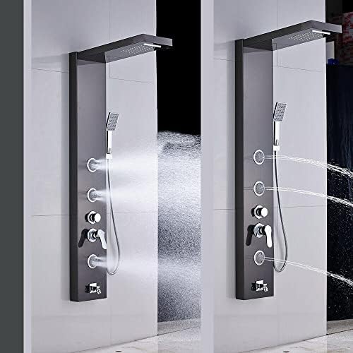 Gougeltd LED Light Shower Panel Tower Rainfall Head with Massager