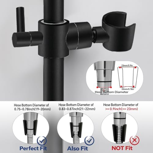 YDmeet Adjustable Shower Slide Bar with 360 Rotation - Black