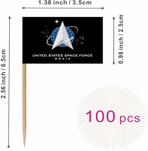LUSEOAN 100 Pack Space Force Toothpick Flags
