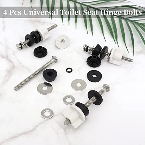 4PCS Universal Toilet Seat Hinge Bolts Kit with Stainless Steel and Rubber Washers