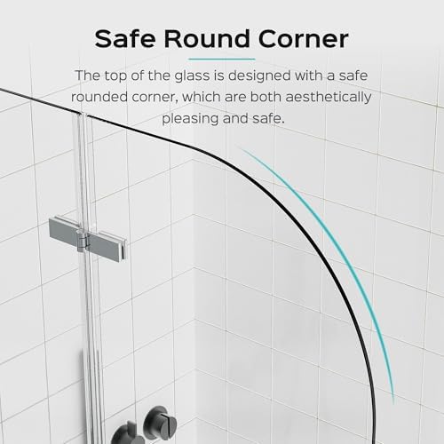 34 x 58 Frameless Pivot Bathtub Door with Brushed Gold Finish