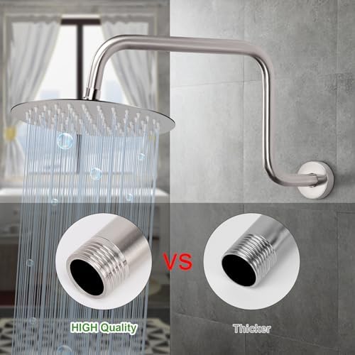 HarJue S Shaped Shower Arm 16 Inch Brushed Nickel